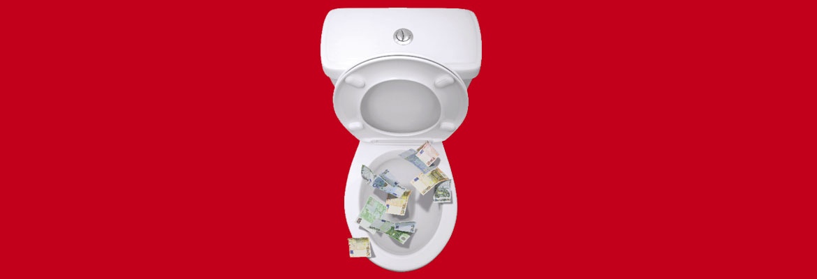WC mit Geldscheinen